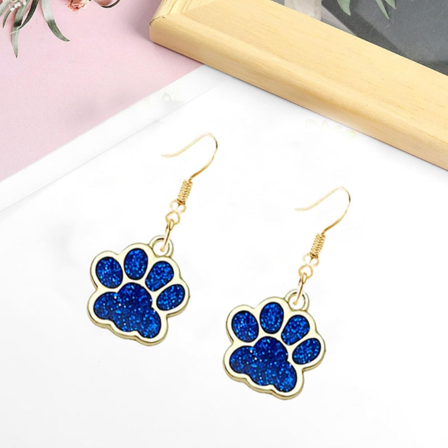 Dreuyet 4 Pairs Dog Paw Earrings for Women Sequin Lovely Animal Dangle Earring for Cat Dogs Lover Mom and Women - Image 2