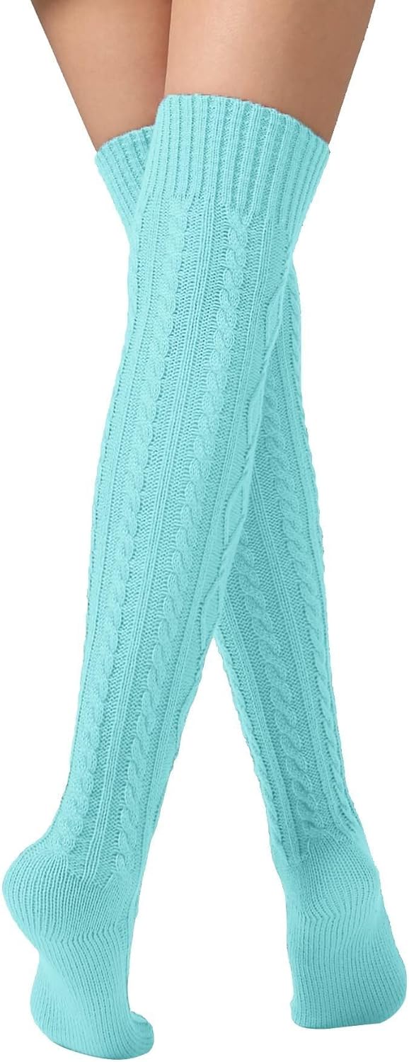 Leoparts Cable Knit Thigh High Socks for Women Over the Knee Boot Socks Extra Long Leg Warmer Winter Stockings - Image 3