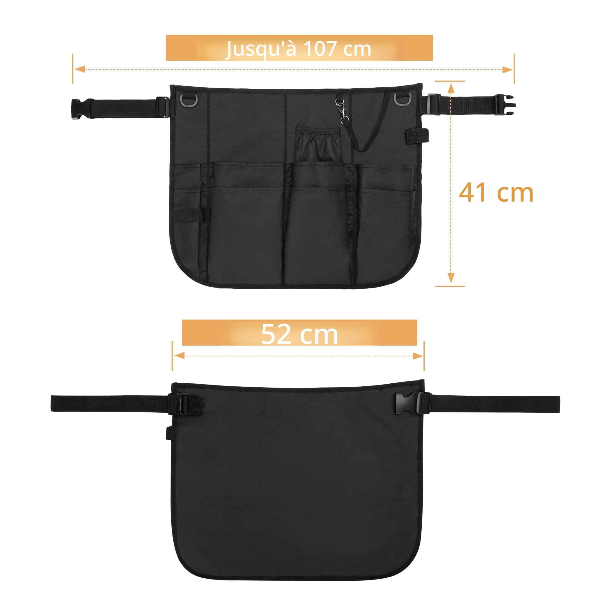 LoDrid Tablier de nettoyage professionnel, tabliers de nettoyage résistants à l'eau avec 9 poches et ceinture à boucle réglable pour les travaux de nettoyage de la maison, de l'hôtel