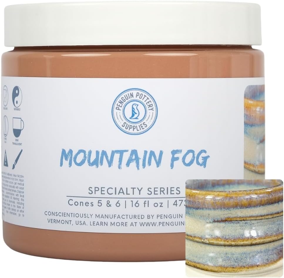 Specialty Series - Mountain Fog. Mid Fire Glaze for Clay, Pottery Glaze, Cone 5 and Cone 6 - Ceramic Glaze for Pottery (1 Pint | 16 oz | 473 ml)
