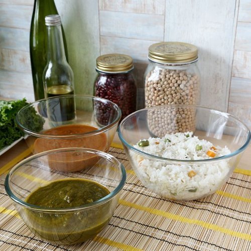Buy Treo Mixing Bowls 500 1000 1500 ML with LIDS CAP Borosilicate Glass