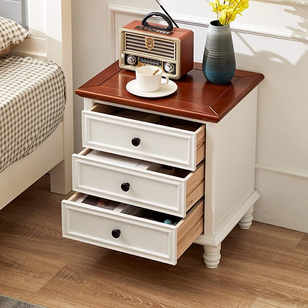 Nightstand Simple Modern Solid Wood Bedside Storage Cabinet with 3 Layers of Drawers And 4 Wooden Feet Bedroom Light Luxury Bedside Table Needed