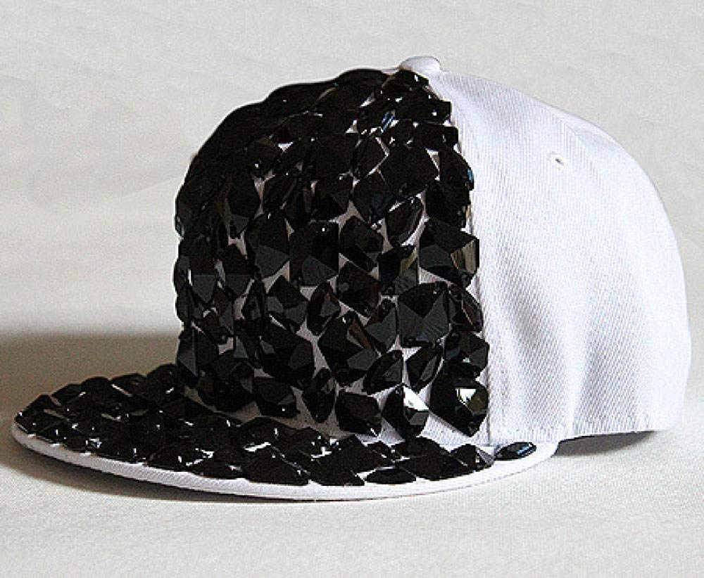 Czapka Z Daszkiem Czapka Z Daszkiem Sun Hat Czapka Turystyczna All Black Diamond Rivet Diamond Cap Regulowane Mężczyźni I Kobiety Płaski Brim Hat Hiphop Hip-Hop Street Dance Cap Bboy Płaski Kapelusz-B