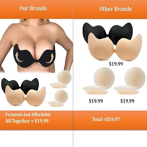 Miniatura 2 de Sticky Bra Adhesive Bra Backless Reusable,Silicone Bra,Sticky Push-Up Bra & Water Proof Nipple Covers