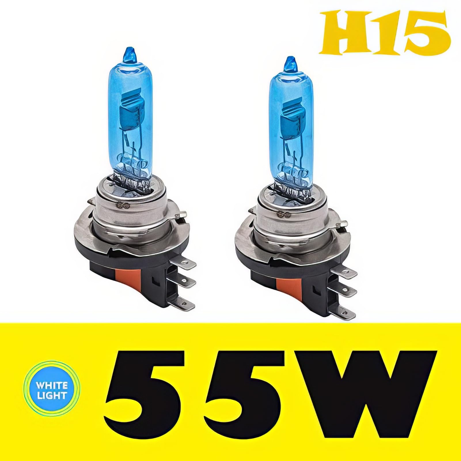Baceyong 2 lampadine alogene H15 per fari auto, 12 V, 15/55 W, abbaglianti e anabbaglianti, 6000 K, luce bianca super luminosa, fendinebbia, luci di marcia diurna lampadine auto luci led h15 auto