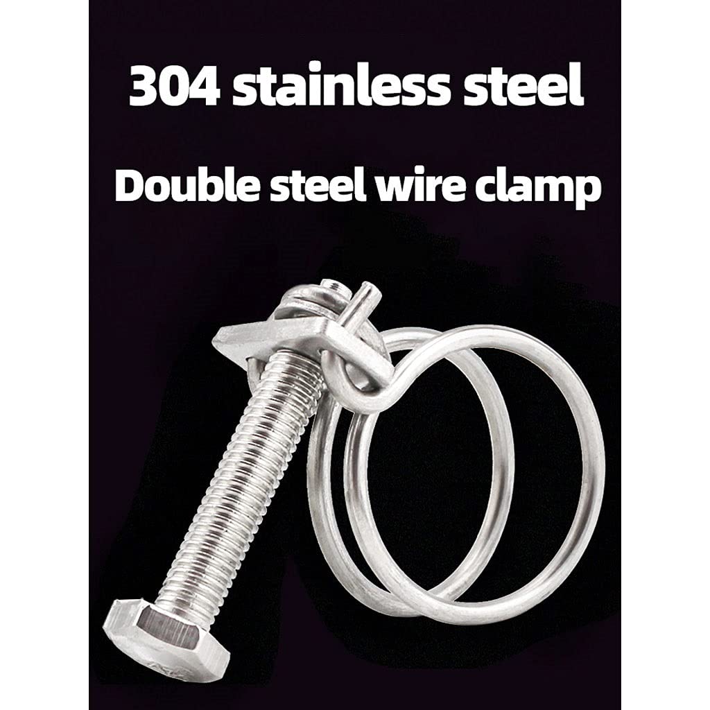 Verstellbare Schlauchschellen-Set aus 304 Edelstahl, robust, Doppeldraht-Rohrschellen für Sanitär- und Automobilgebrauch (Durchmesser 90–3 mm)