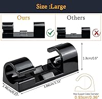 Vista 3 de SOULWIT 50 clips autoadhesivos para organizar cables, organizadores de cables, clips de cable adhesivos para TV, PC, laptop, cable Ethernet, Negro