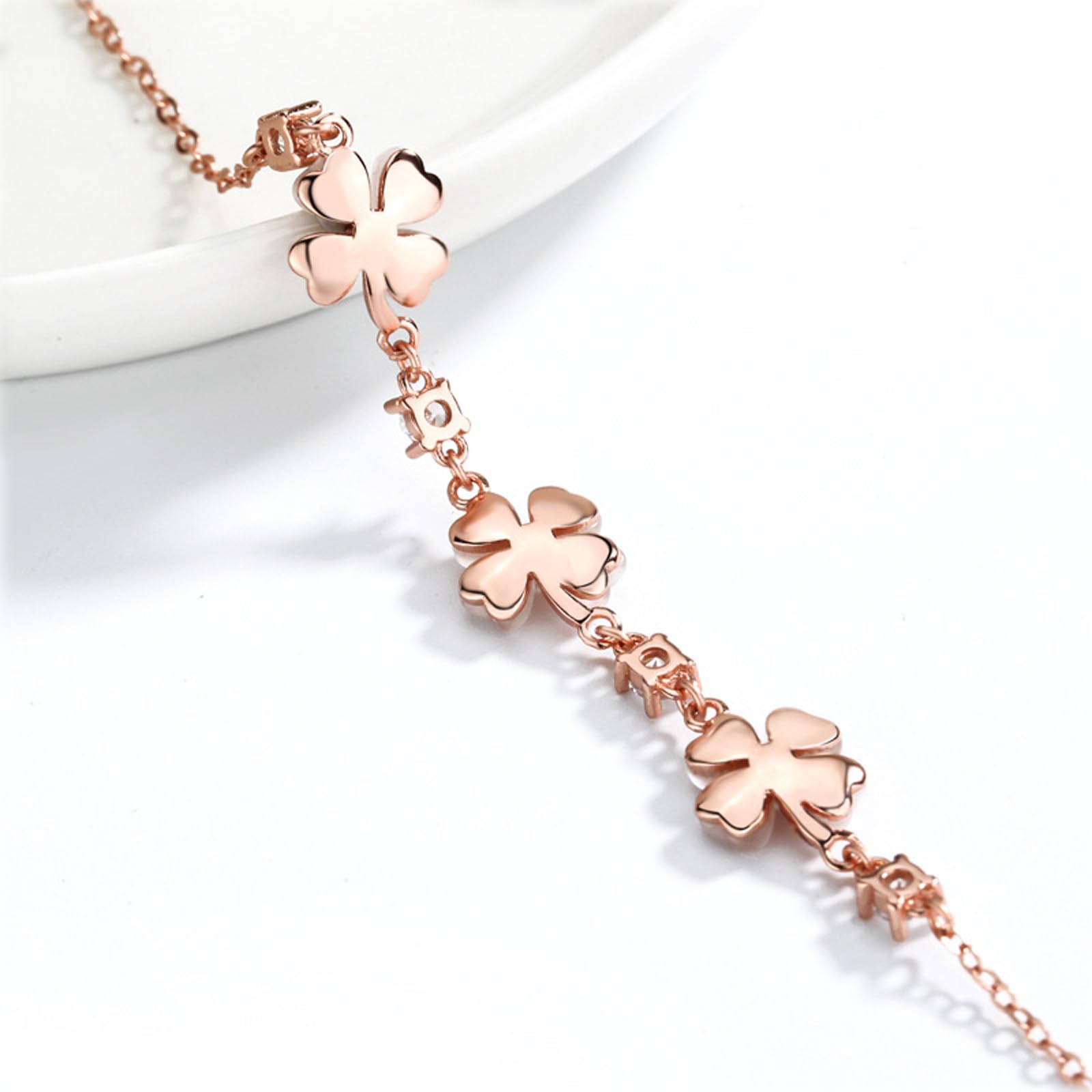Braccialetto Donna Pink & White Heart Bracciale delle Donne - Gioielli A Mano alla Moda Dolce-Rosa Scuro
