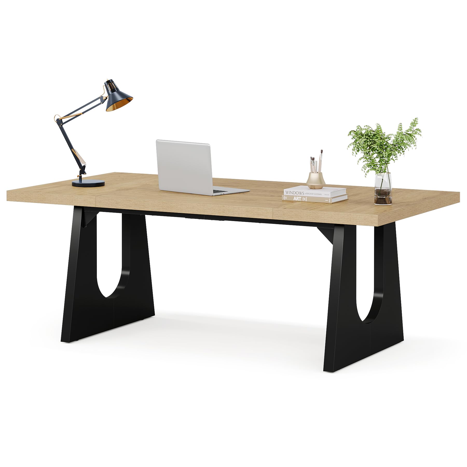 Tribesigns 70.86-Inch Executive Desk, Large Computer Office Desk with Double Wood Pedestal, Modern Simple Style Rectangle Writing Table for Home