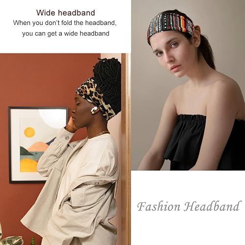 Vista 35 de Fashion Headbands For Women Wide Headband Yoga Workout Head Bands Hair Accessories Band 6 Pack