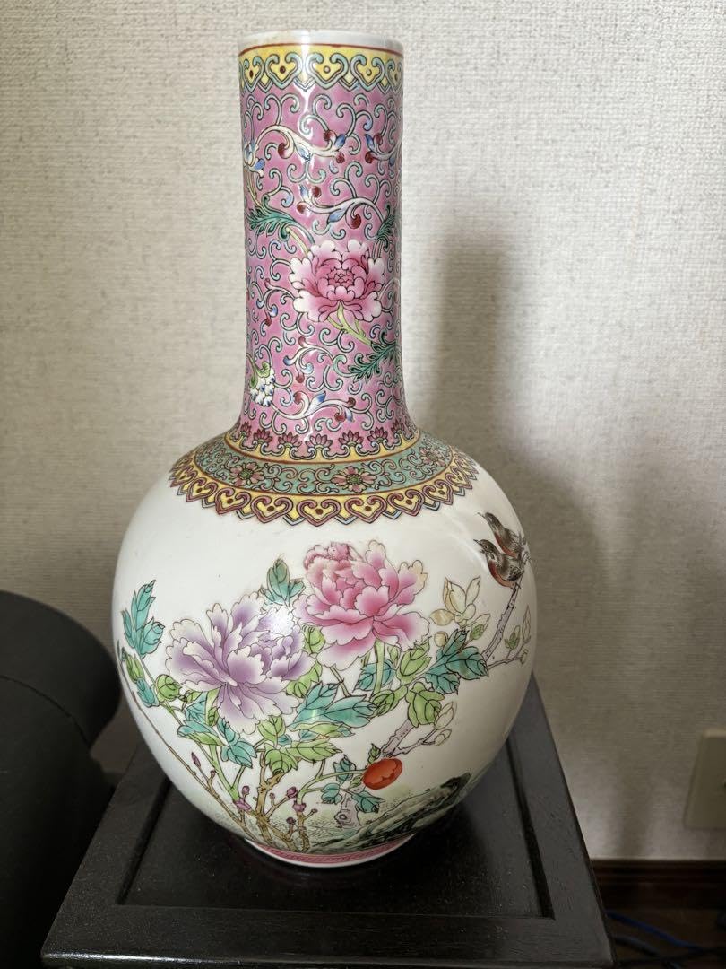 中国色絵花瓶　高さ約35cm 中国色絵花瓶高さ約35cm 【公式通販】