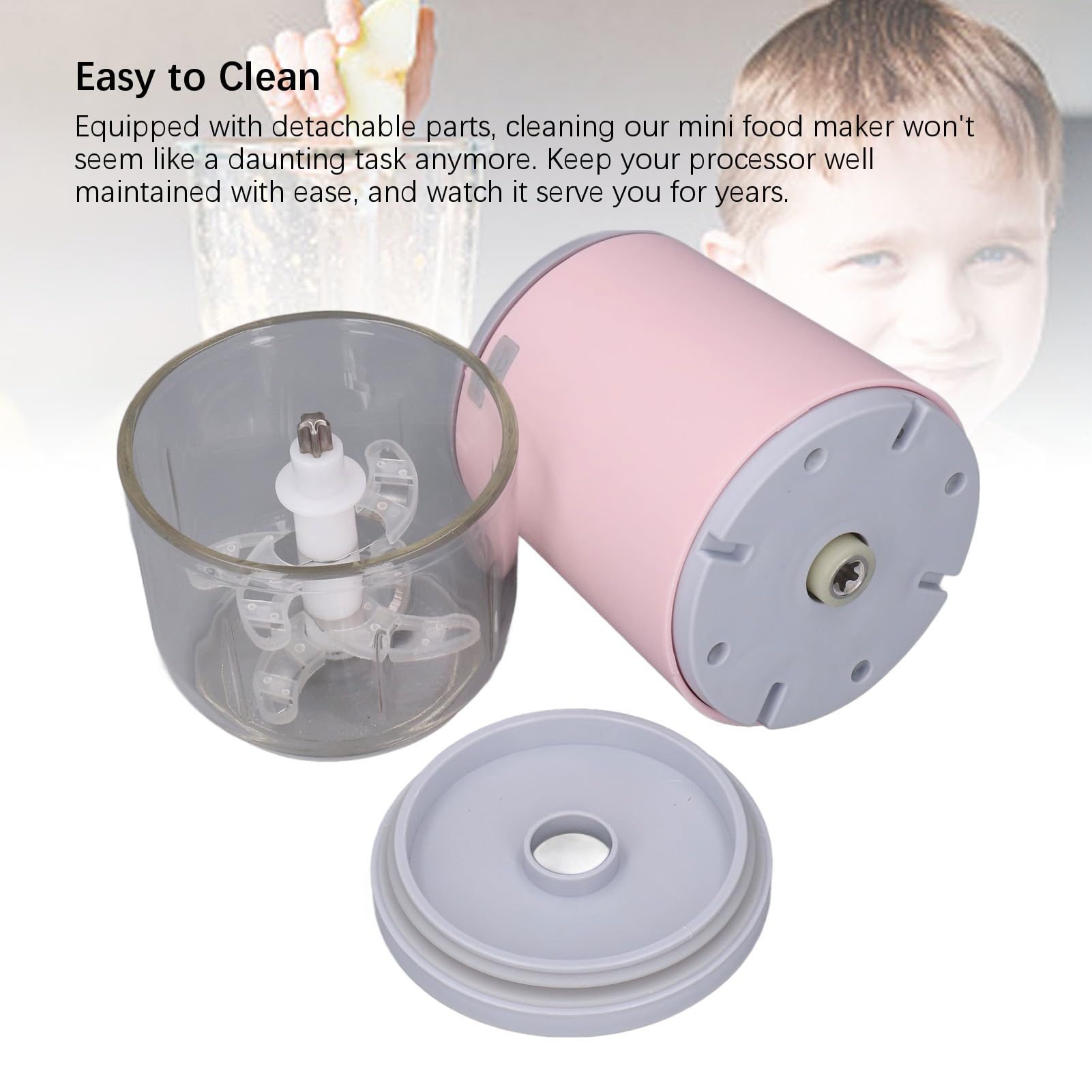 Mini elaboratura cucina multifunzionale elettrica del trasformatore alimentare per verdure per alimenti per bambini frutta aglio aglio 300 ml Materiale ad ABS portatile dimensioni (Rosa)