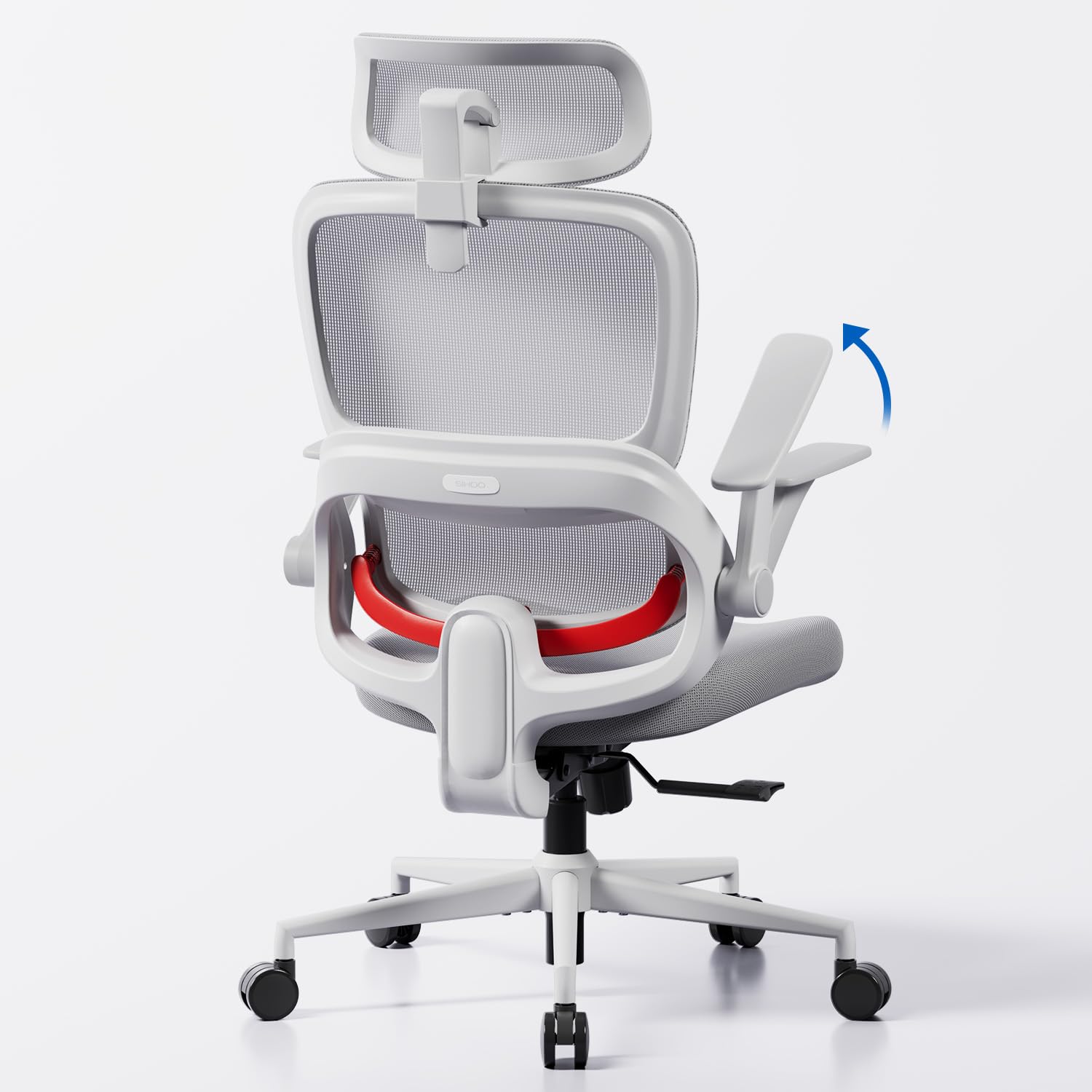SIHOO B100-SE Ergonomic Office Chair with Lumbar Support, Mesh Desk Chair for Home Office, Adjustable Headrest & 2D Armrests, Swivel Seat