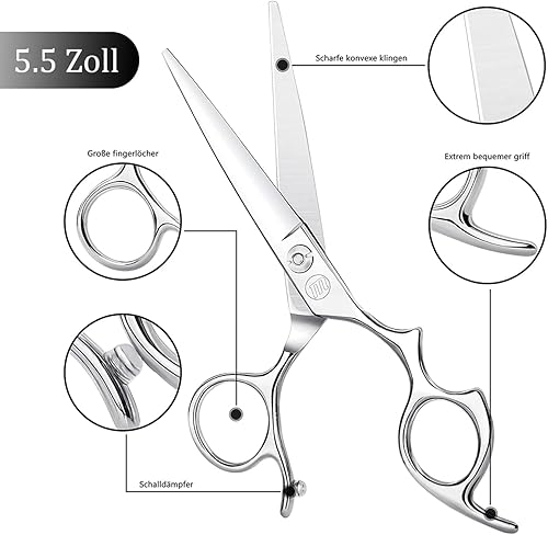 Miniatura 5 de Moontay Tijeras de corte de pelo de 5.5 pulgadas con agujeros grandes para los dedos, tijeras profesionales de peluquero, tijeras de corte de pelo