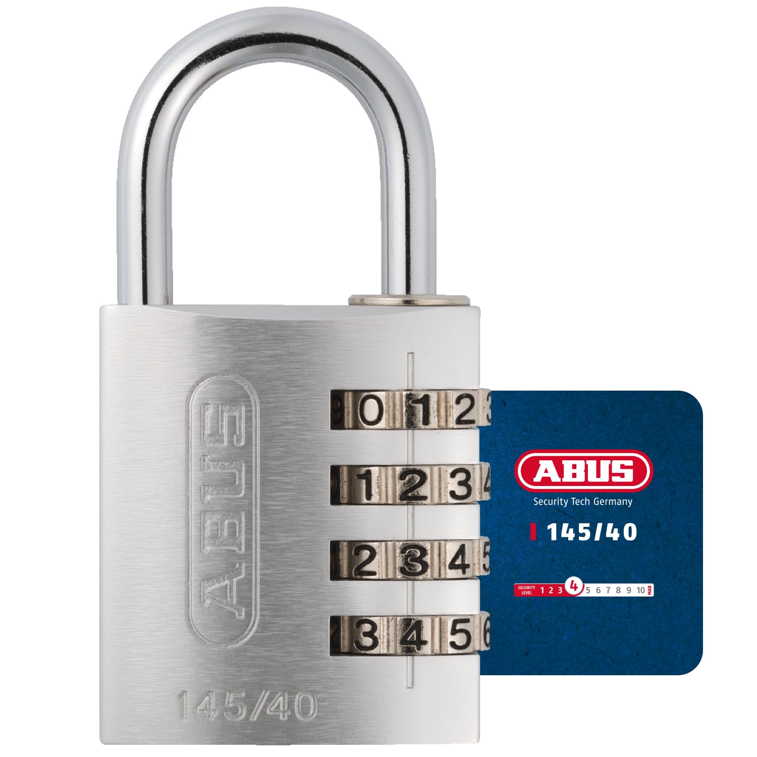 ABUS Zahlenschloss 145/40 Silber - Kofferschloss, Spindschloss u. v. m. - Aluminium-Vorhängeschloss - individuell einstellbarer Zahlencode - ABUS-Sicherheitslevel 4