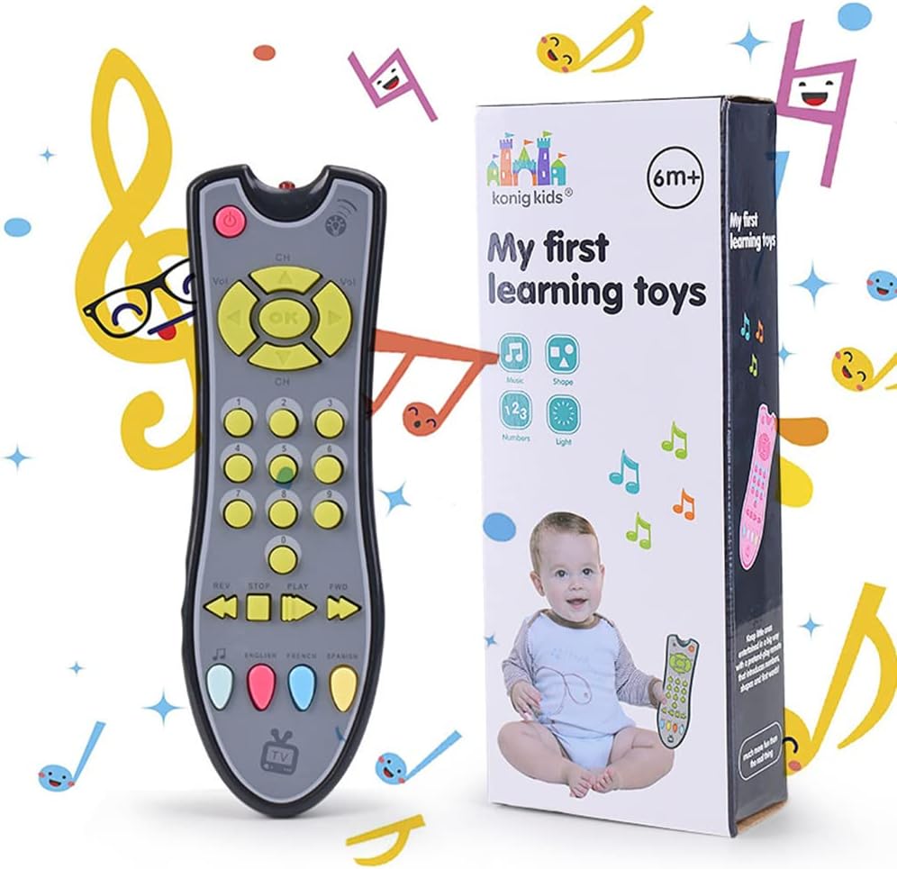 Mando TV Juguete Bebe,Juguetes Musicales para Niños,Toys Remote Control,Juguetes Educativos Tempranos para Niñas Y Niños Aprendizaje (Gris)