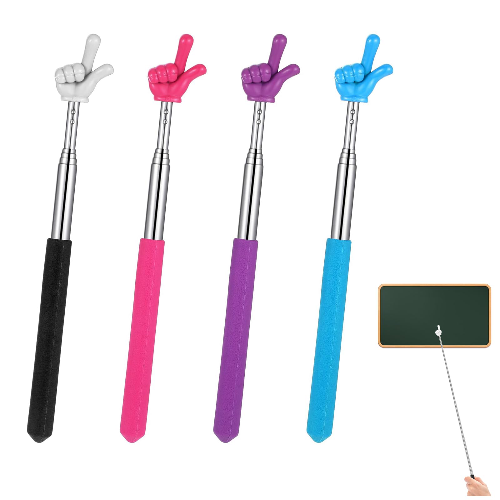 Pointeur Télescopique Extensible 4 PCS pour Enseignants Salle de Classe Présentations Tableaux Blancs