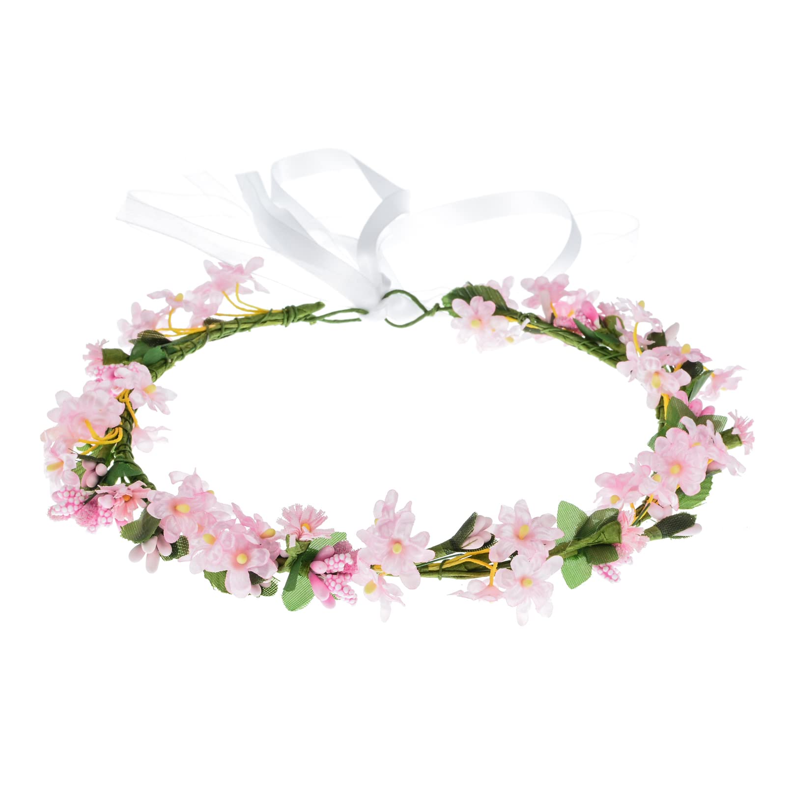 Flower Crown with Adjustable Ribbon - BOHO Floral Headpiece for Flower Girl, Hairband for Toddler Girls, Special Occasions Hair Accessory for Women and Girls