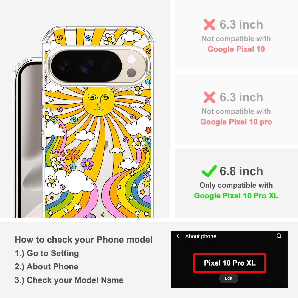 MOSNOVO Case for Google Pixel 10 & Pixel 10 Pro, [Buffertech 6.6ft Military-Grade Drop Protection] [Anti Peel Off Tech] Clear TPU Bumper Phone Case Cover Design - Cute Cherry — view 471