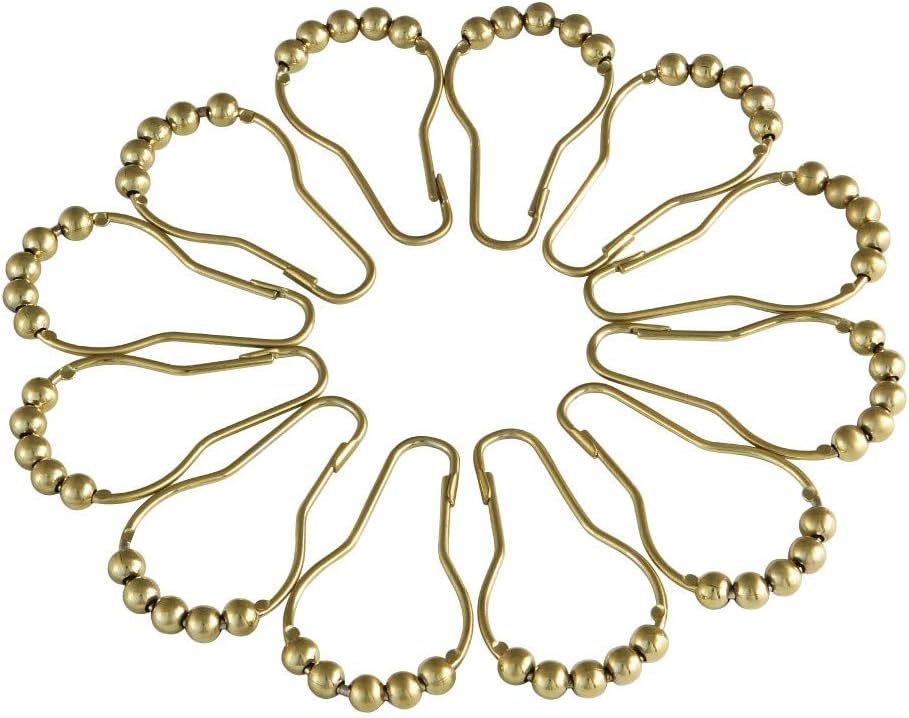 Kingston Brass SRCR127 Roller Ball Shower Curtain Rings (12 Pieces/Set) in Brushed Brass