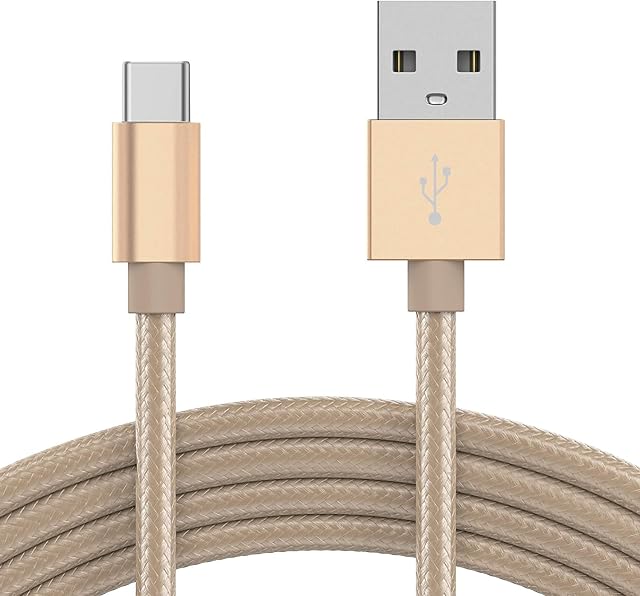 KP TECHNOLOGY Motorola Moto G32 / G62 5G /Moto G82 5G /Moto Edge 30 / Moto E32 / G10 G30 E20 E30 E40 Nylon Braided Charging Cable [2m] USB C to USB A 3.0 For Moto G50 G100 G60s Moto E7i G7 (GOLD)