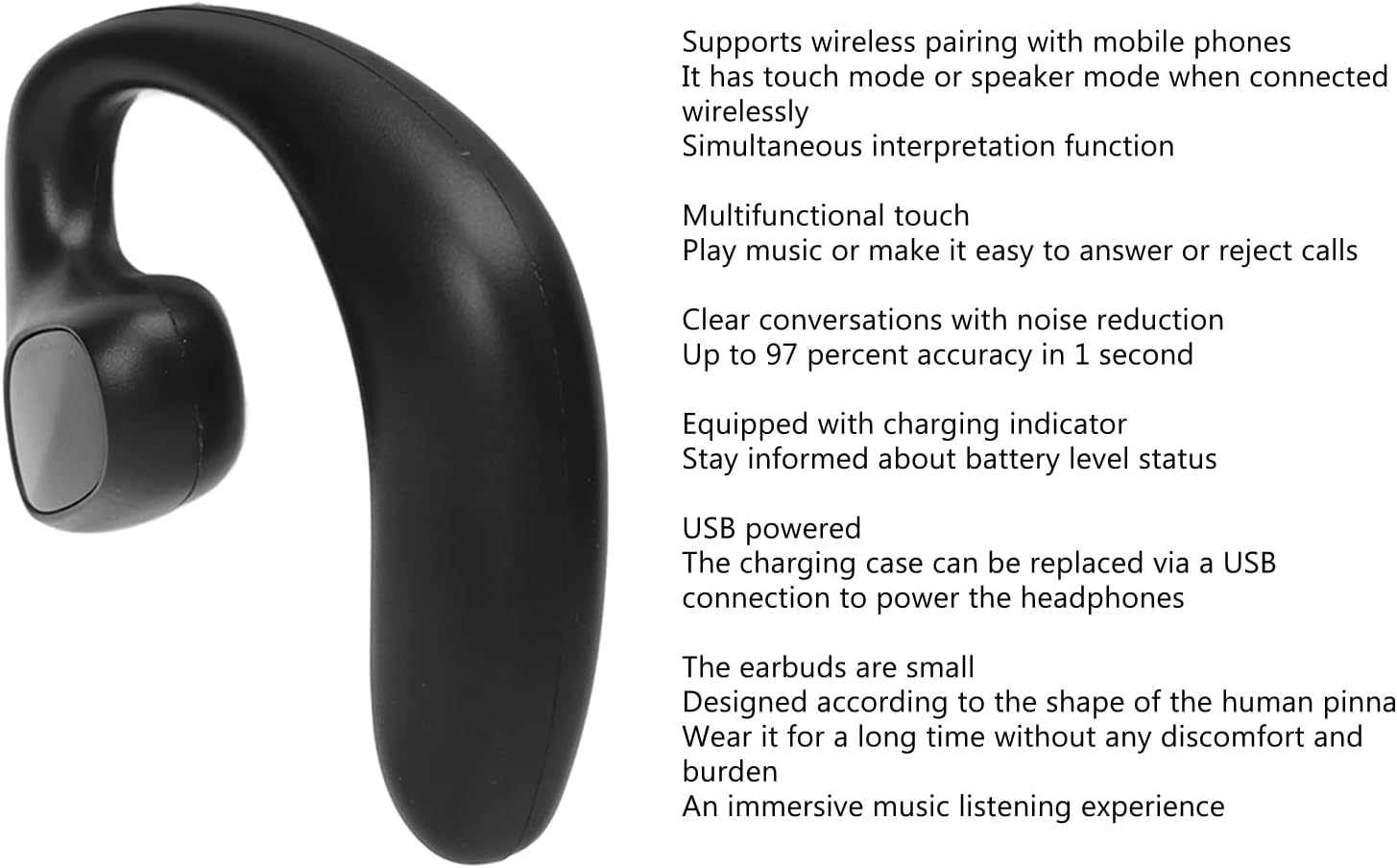 Language Translator Earbuds, M8 Headset Supports 144 Languages Two Way Real Time Translation Languages Speech Translator Earphones for Learning Traveling image 5
