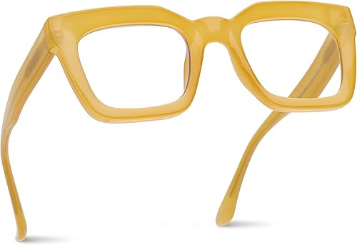 AQWANO Elegantes anteojos de lectura de gran tamaño para mujer, diseño de moda, lentes cuadrados para computadora con luz azul, con bisagra de