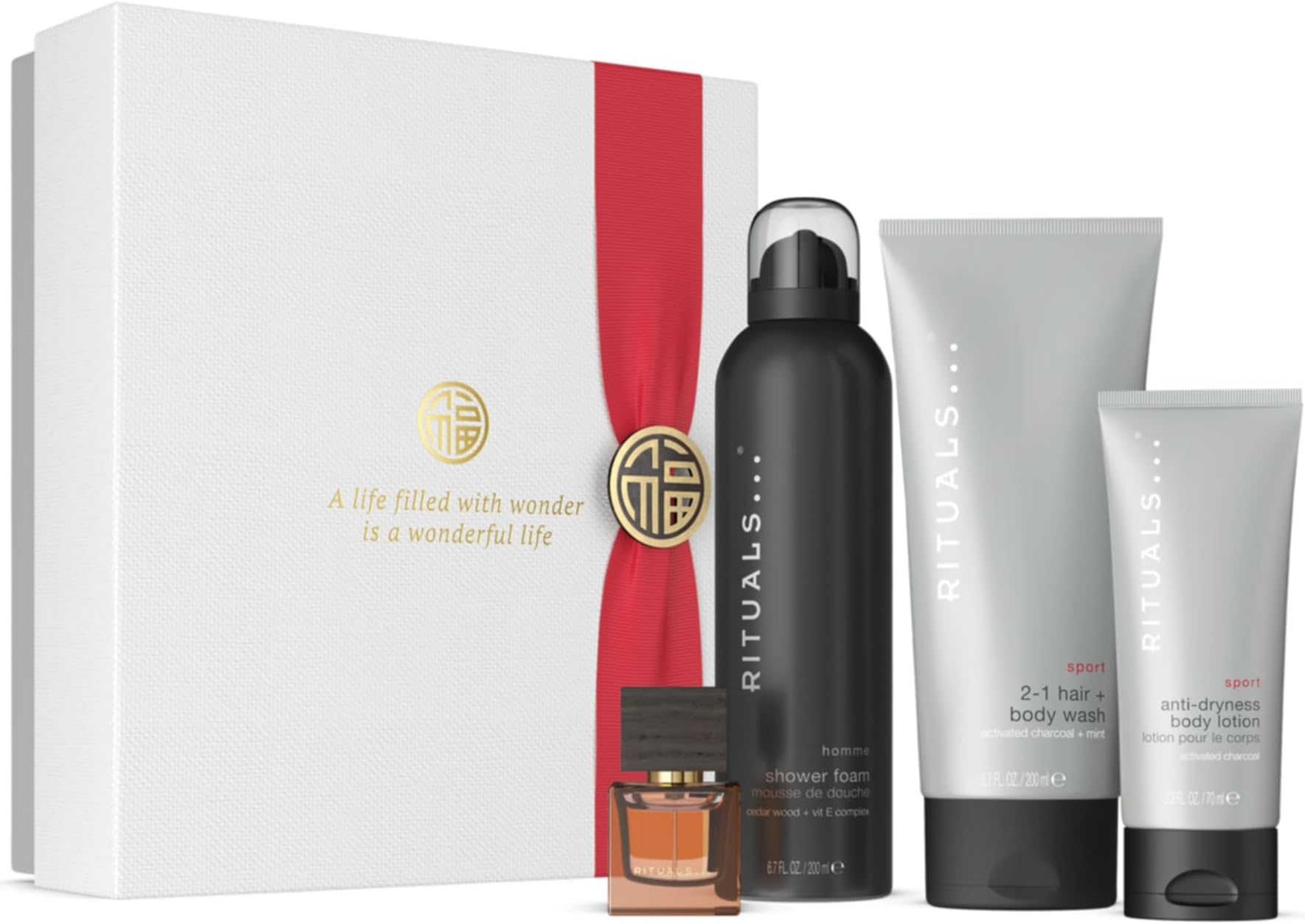 Homme Gift Box Medium - Gift Set for Men with Body Care Products with Bamboo, Mint and Cedar Wood - Invigorating Properties