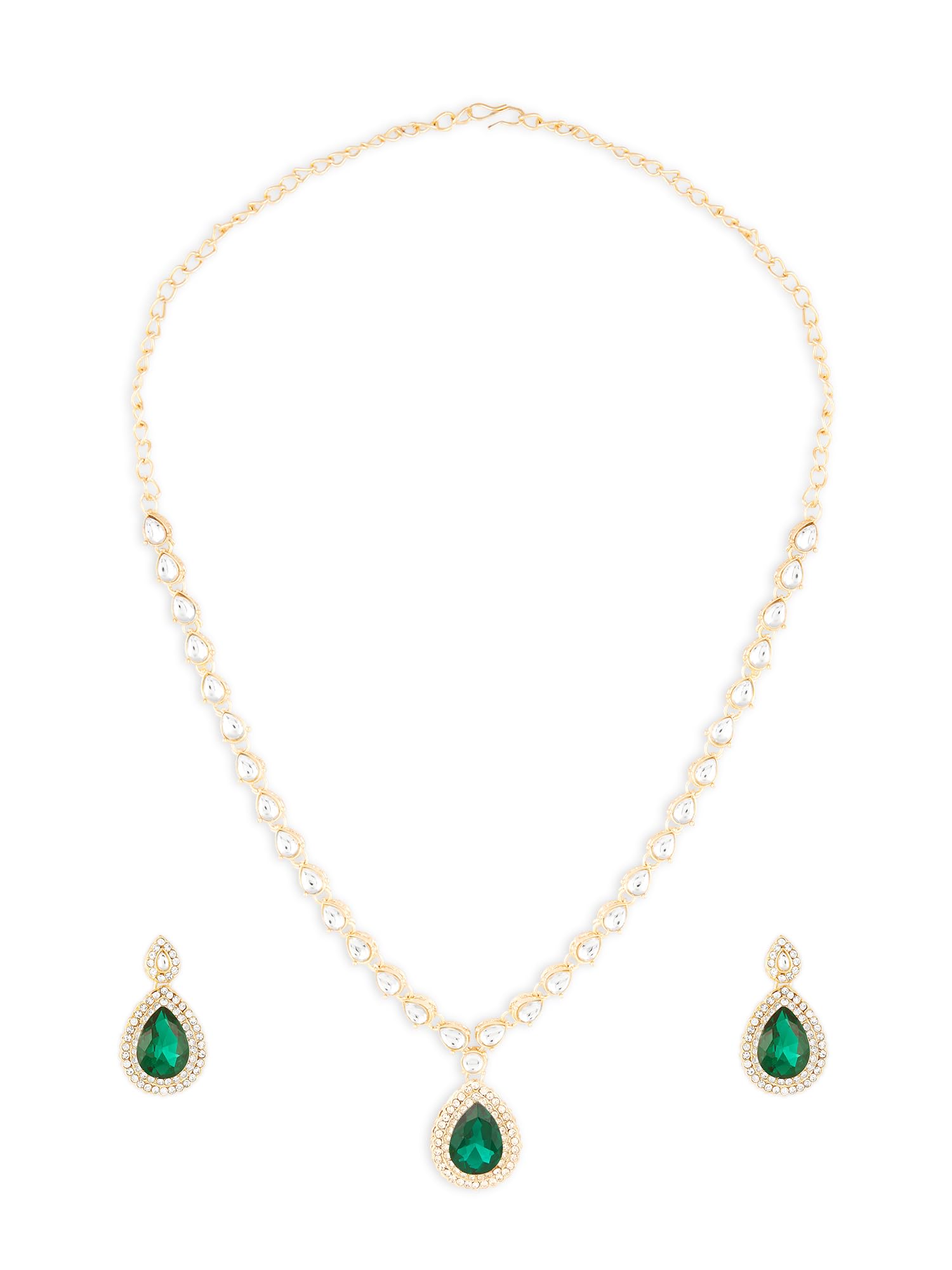 ZAVERI PEARLS Green Dazzling Stones Austrian Diamonds Necklace & Earring Set For Women-ZPFK18231 (B0D91Y25GT) Amazon Price History, Amazon Price Tracker