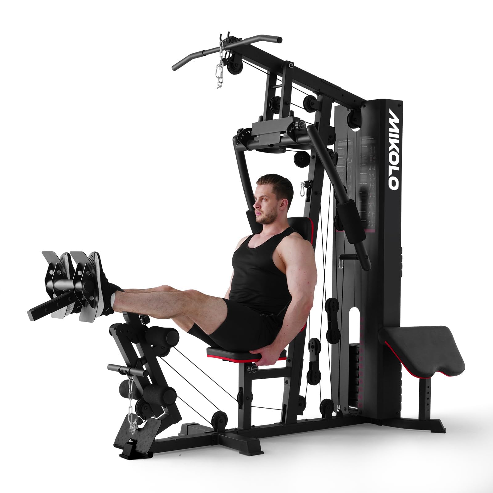 Mikolo Home Gym, Workout Station with 150LBS Weight Stack, Multifunctional Home Gym Equipment, Exercise Equipment for Full Body Strength Training