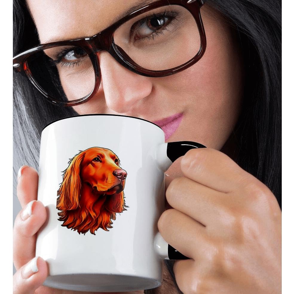 3dRose Coffee Mug, Size - 11oz - Irish Setter Pet Portrait Cut Out Acrylic Painting - Irish Setter - funny coffee cup gift