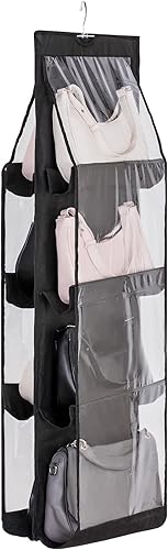 MouJkmer 1 paquete de organizador colgante para bolso 8 bolsillos con gancho giratorio de 360 grados para armario del hogar dormitorio 433 pulgadas