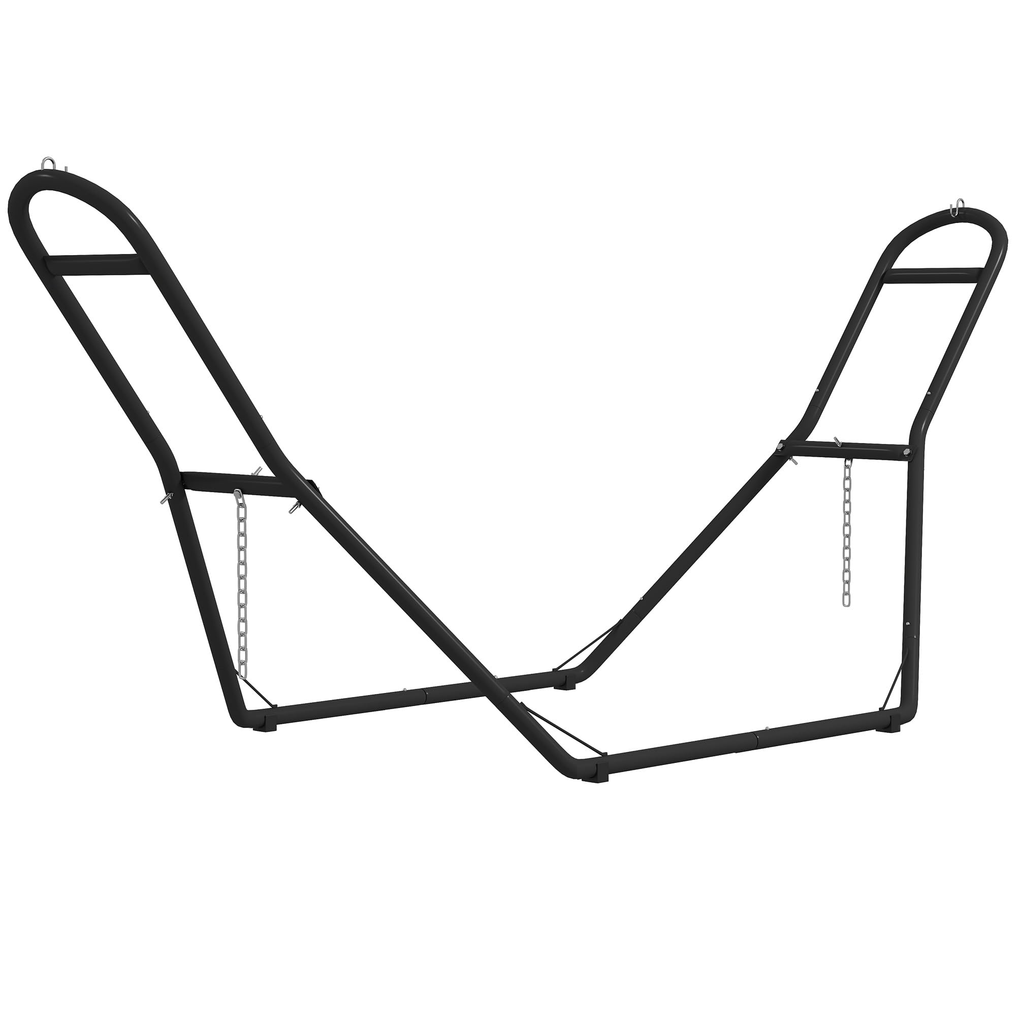 Outsunny Soporte para Hamaca para 2-3 Personas, Largo 278 cm, Cadena Ajustable, con Estructura de Acero, Ganchos en S, Pies Antideslizantes, para Hamacas de 2,75-4 m, Carga 150 kg, Negro