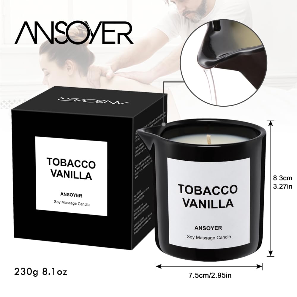 Candele Da Massaggio - Idratanti e nutrienti per la SPA di casa - 230 g (Tabacco Vaniglia)