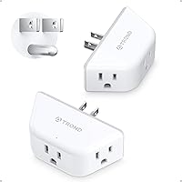 TROND 3-Way Angled Outlet Extender 2-Pack - No-Block Multi Plug Splitter, Cruise-Approved for Ships, Home, Office, Dorm - Compact White