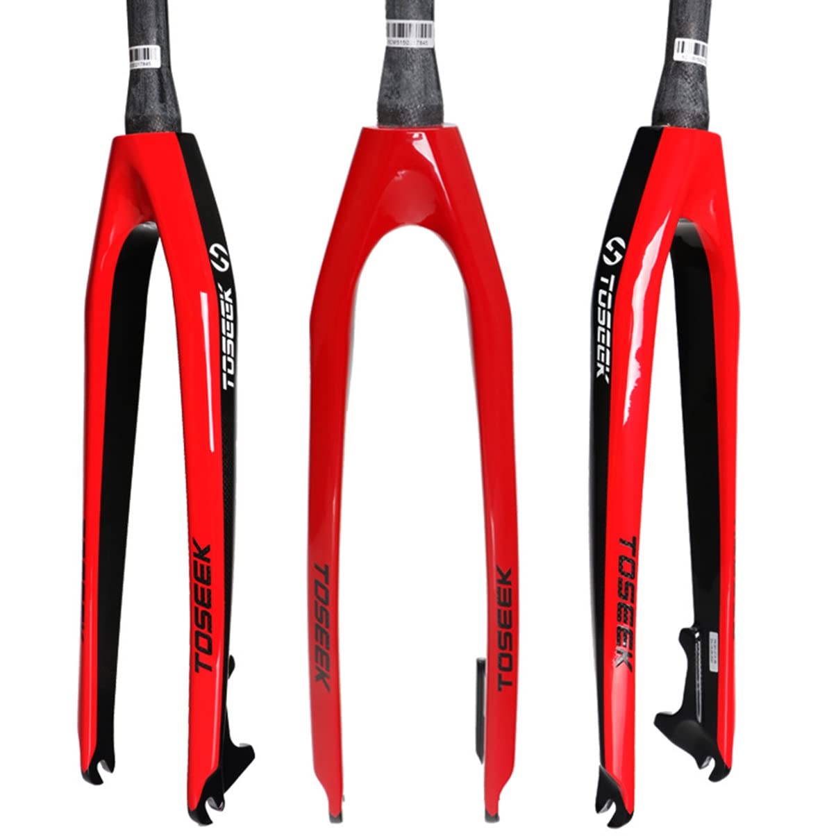 Zawieszony widelec górski z włókna węglowego przedni 26/27,5/29 cala MTB hamulec tarczowy 1-1/20.3 cm rower (kolor: czerwony)