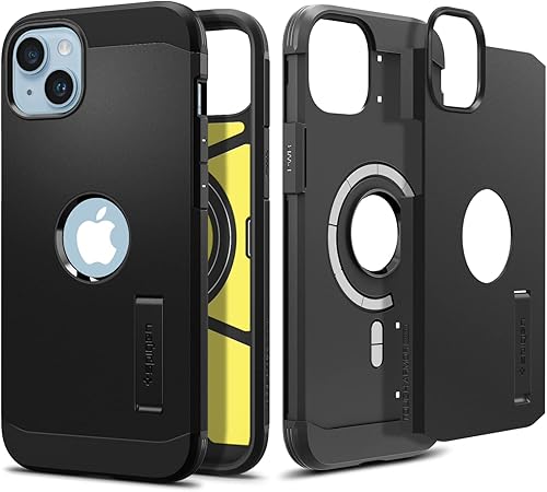 Spigen Funda Tough Armor MagFit diseñada para iPhone 14 (2022) Soporte de apoyo protección de grado militar compatible con MagFit, color negro
