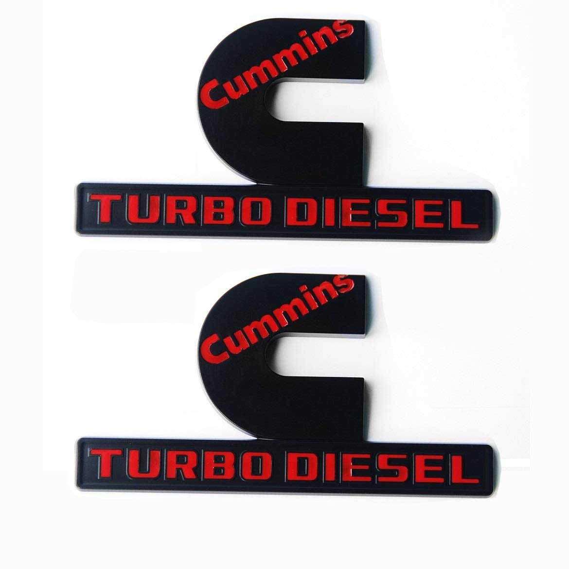 2Pack Compatible with Cummins Turbo Diesel Emblem Badge High Output Ram 2500 3500 Emblem 6.2" by 3.4" inches Red