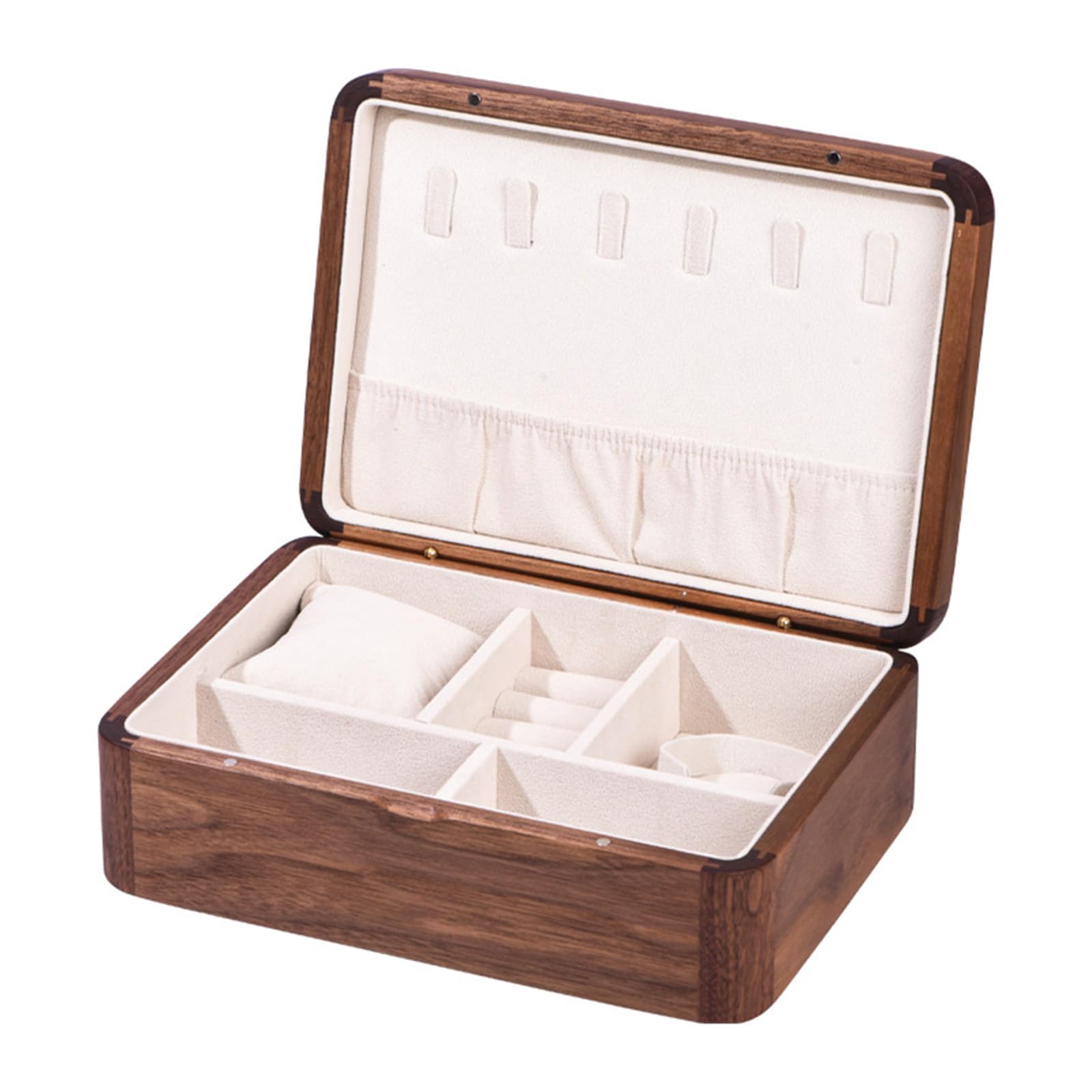 Caja de almacenamiento de joyería de madera resistente a la moda con separadores personalizables, accesorios para el hogar para colección personalizada