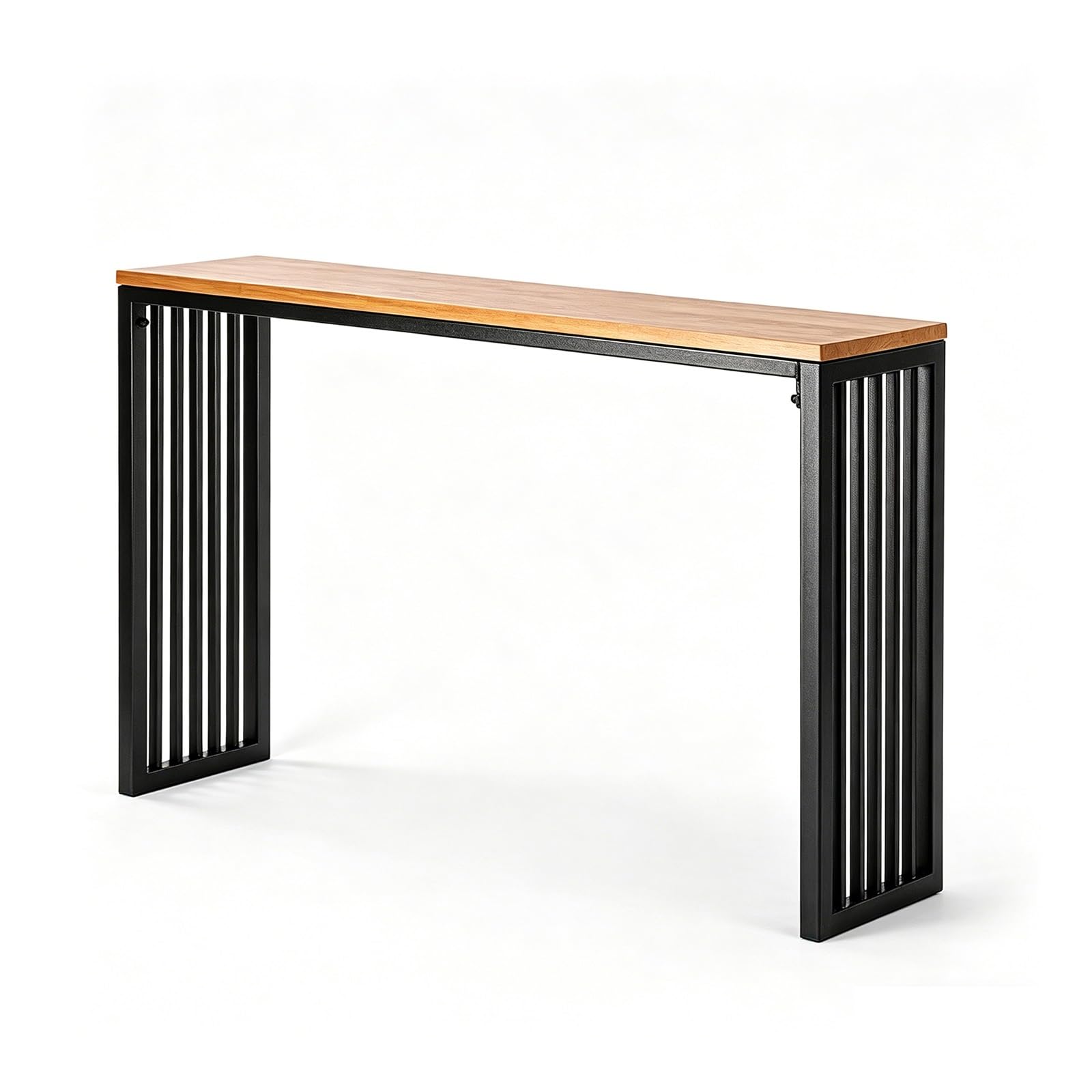 Tavolo consolle stretto, piano in legno massiccio con robusta base in metallo, tavolo industriale lungo divano per ingresso, corridoio, soggiorno, facile da montare