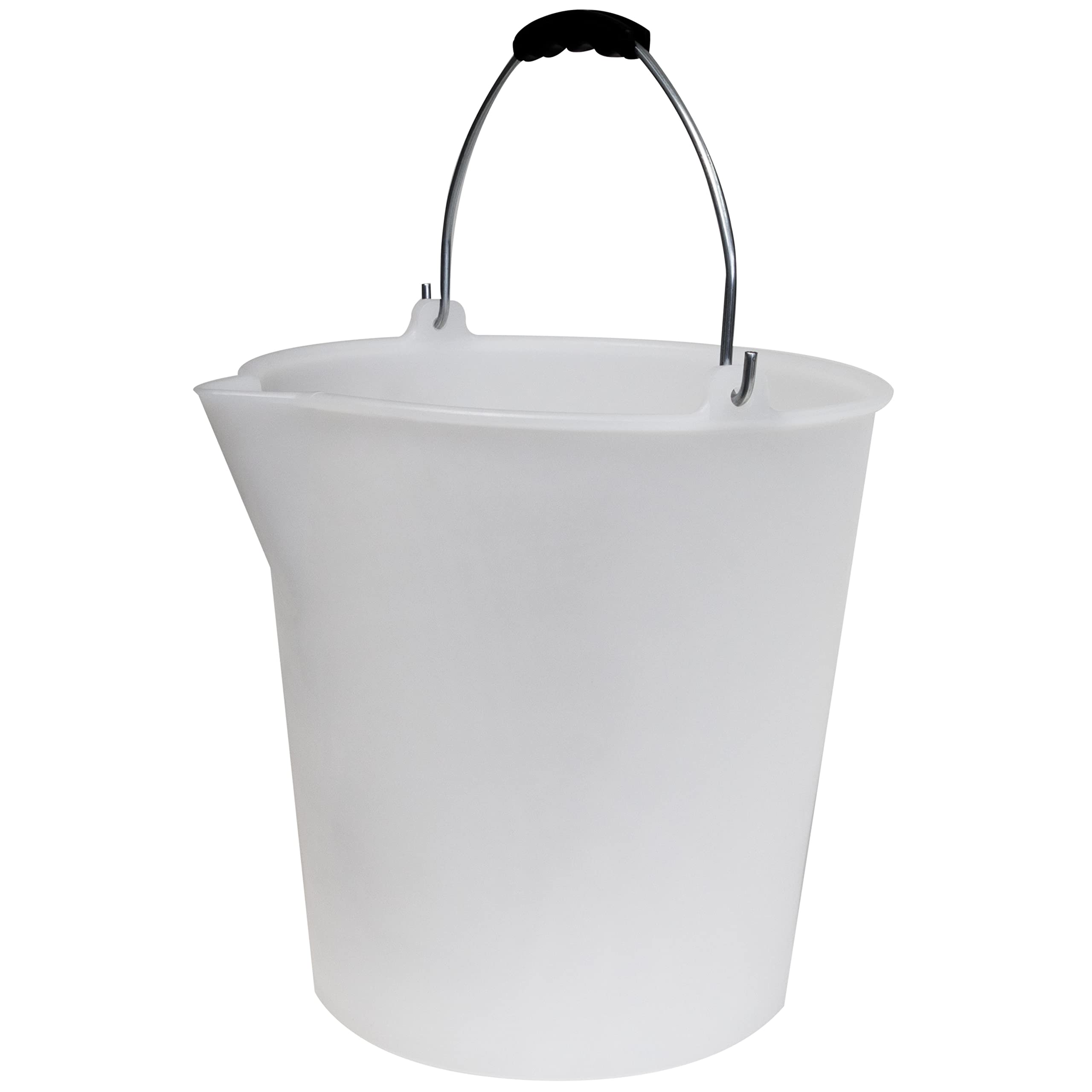 4 seaux Bec verseur Anse métal 12L Blanc Plastique LDPE gradué Alimentaire