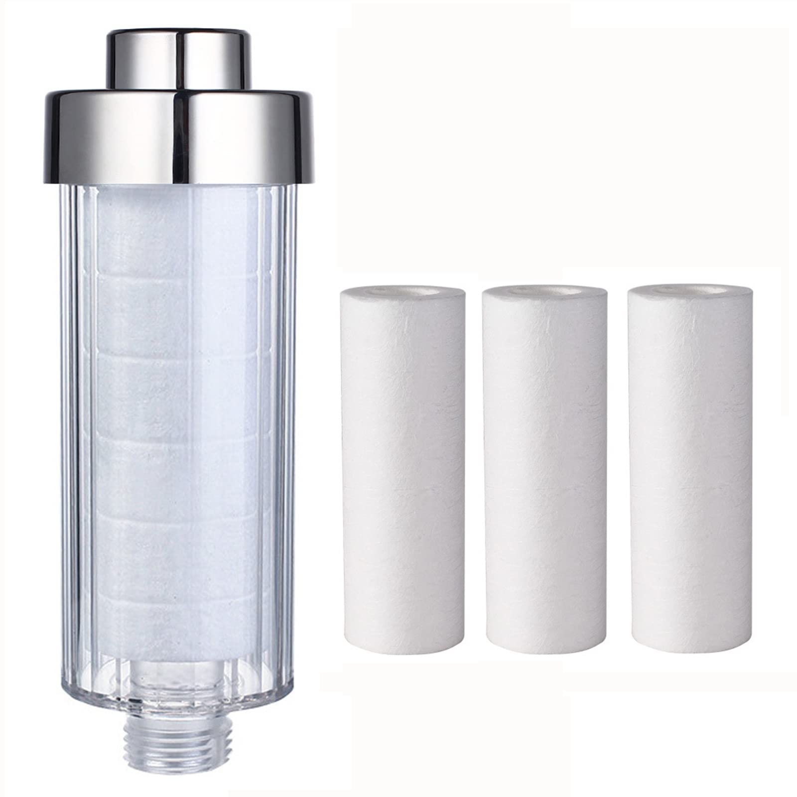 Filtro de ducha de algodón PP, paquete de 3 cartuchos de repuesto para filtración de agua dura, filtro universal de cabezal de ducha, purificador de agua de algodón PP plateado
