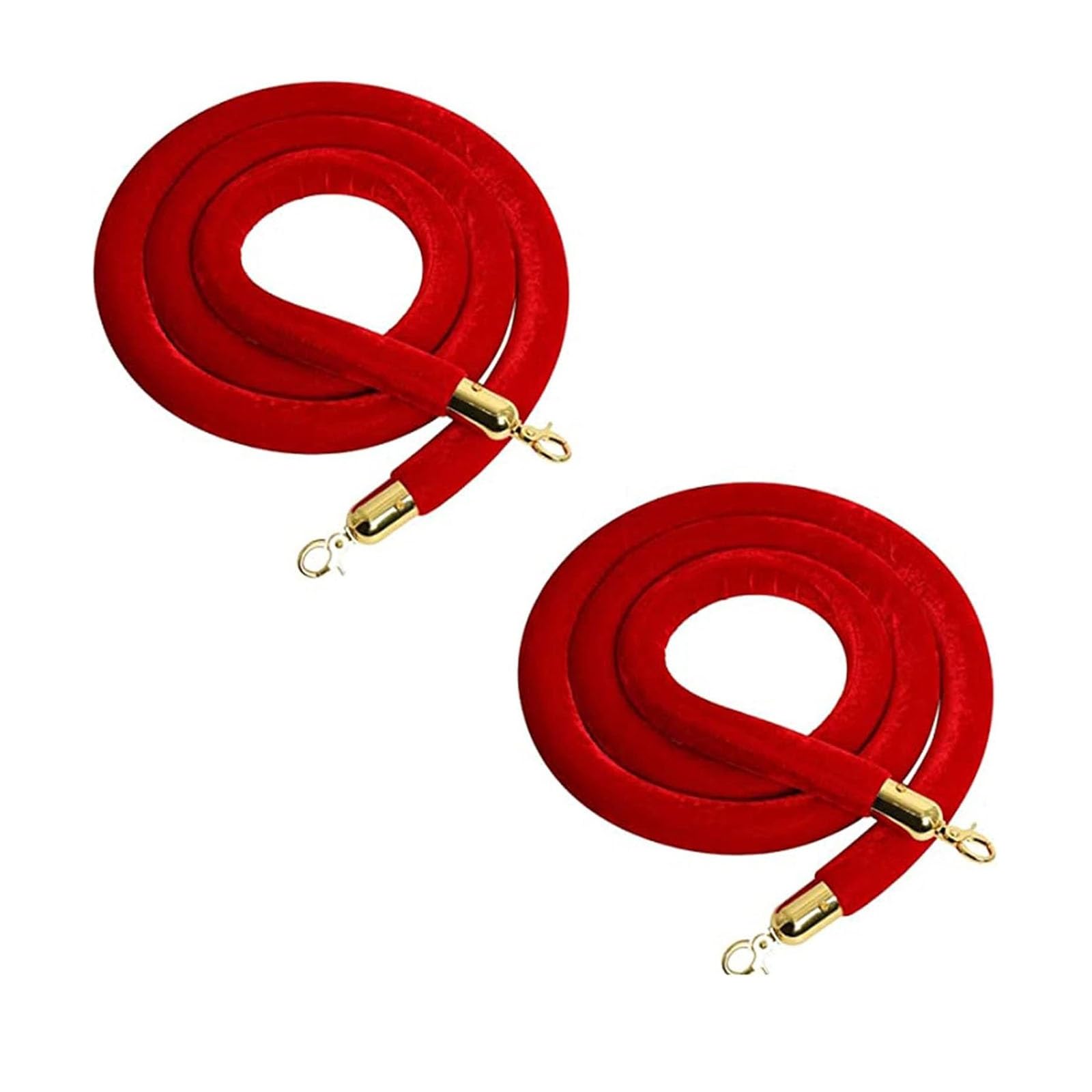 Ghkryd Red Barrier Rope, Stanchion Rope Crowd Control Barrier, Velvet Queue Cord Lines With Polished Gold Hooks(Red)