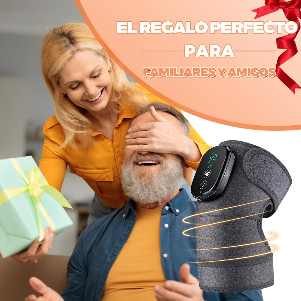 Tiiyee Masajeador de Rodilla Inalámbrico, 3 en 1 Rodillera Térmica con Pantalla Táctil LED Masajeadora Rodilleras Electrica de Rodillera Masajeadora para Hombro Codo Aliviar la Tensión Muscular