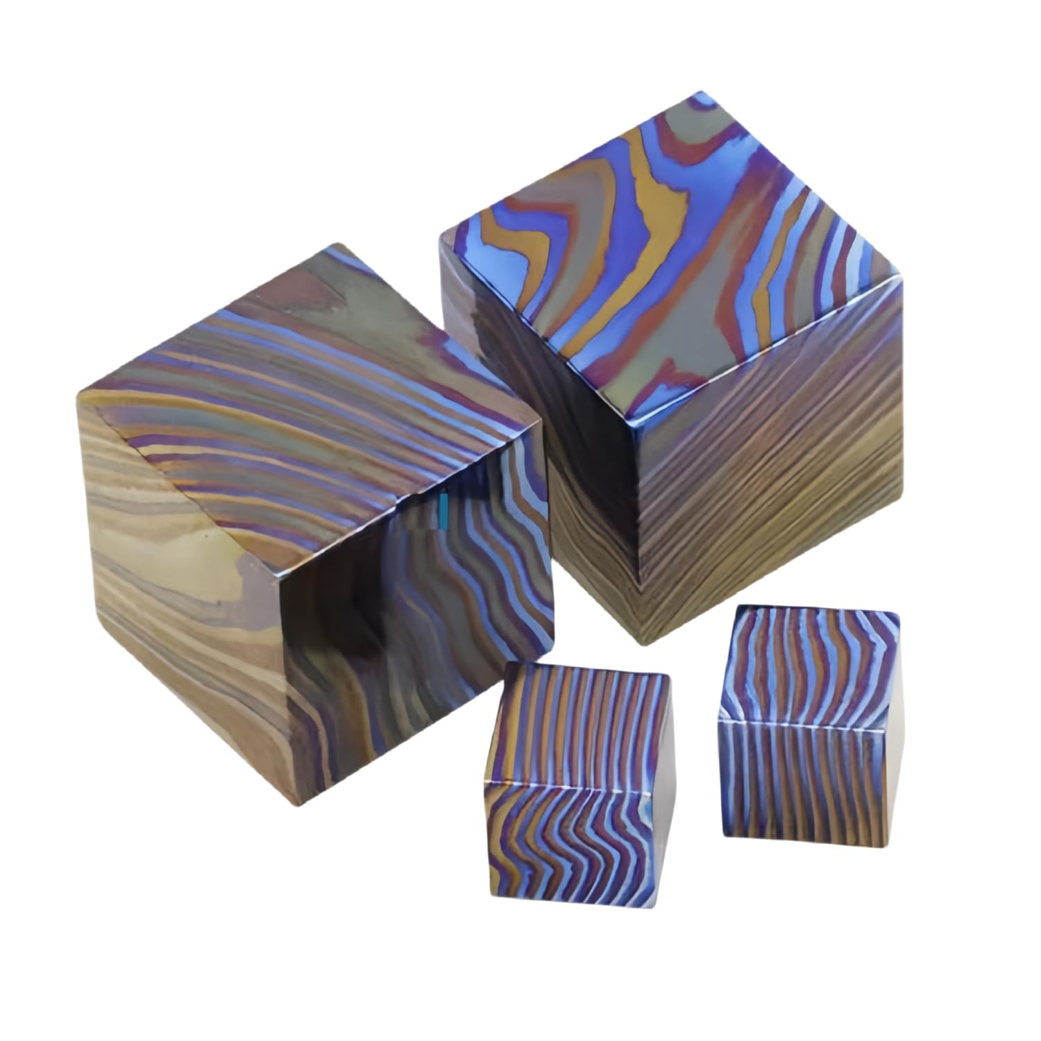 LIFEYYZG Handmade Titanium Damascus Cube Metal Alloy EDC Material (1, 20 * 20 * 20mm)