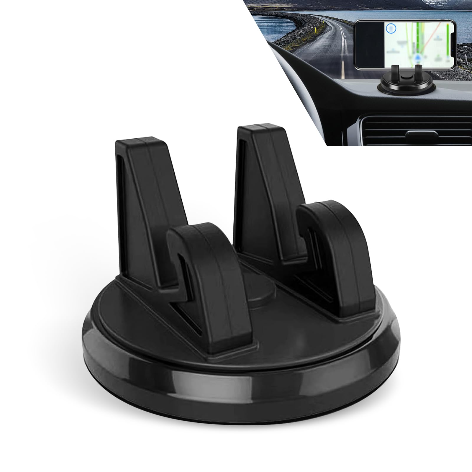 1 PC Car Dashboard Phone Holder Waterproof Durable Metal Vehicle Phone Mount 360 Degree Rotating Design Sticky Installation