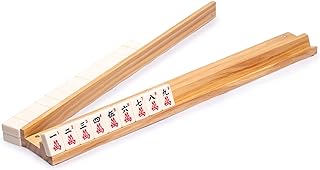 Yellow Mountain Imports 18-Inch Natural Pine Wooden Mahjong Racks with Pushers - Set of 4 (Racks with Pushers Only)