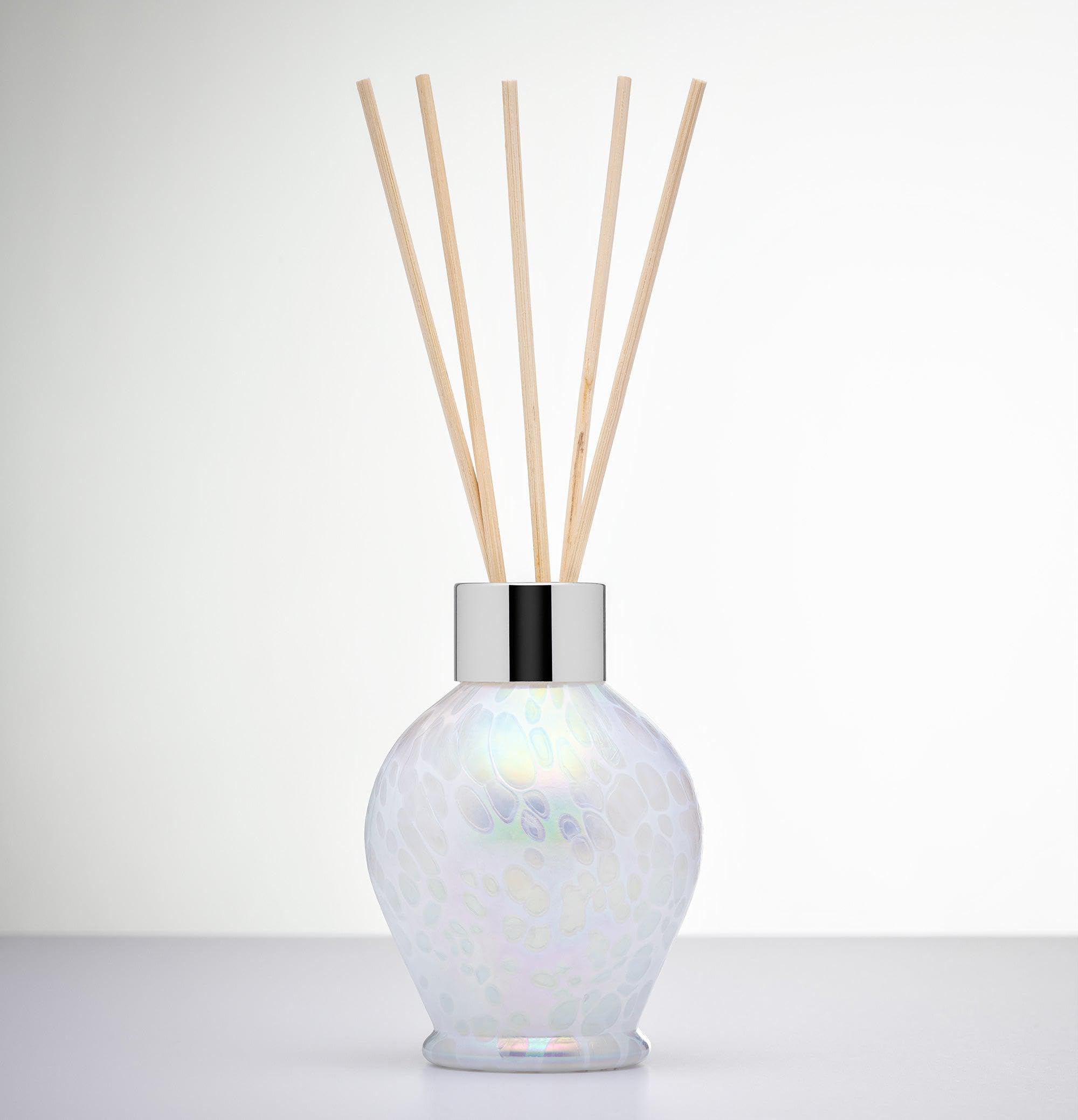 Sienna Glass White Handmade Glass Reed Diffuser – Classic Design In – Elegant Decorative Bottle For Home Décor – No Fragrance, Unique Gift Idea