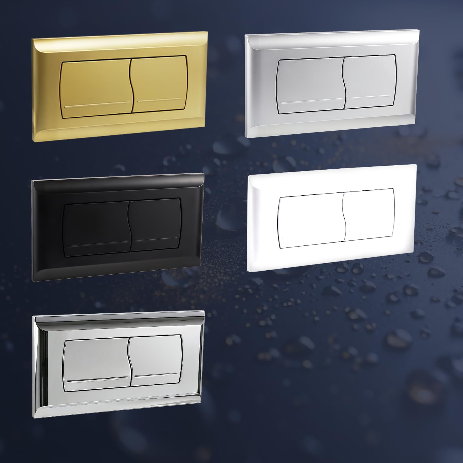 Empyreal Placa de Descarga para Cisterna de WC, Compatible con Geberit Twinline 30&UP130, Con el Kit de la Palanca de Descarga y Tornillos, Doble Función,340 x 185mm(Oro Mate)