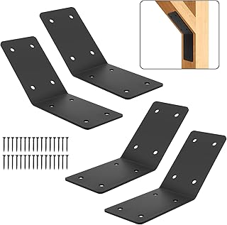 4 Pcs Inside Mount 45-Degree Angle Bracket,5"x 5"x 3" Heavy Duty Corner Brace Support,45 Degree Support Knee Braces,Post to Beam Connectors for Wood 4x4 6x6 Lumber